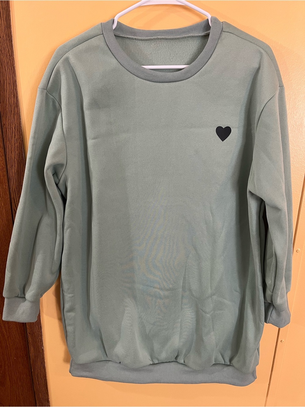 SHEIN Curve Women’s Sage Green Crewneck Sweater with Black Heart Size 0LX